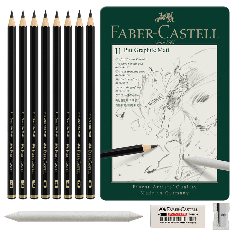 Pitt Graphite Matte Pencils, Tin of 11 - #115220