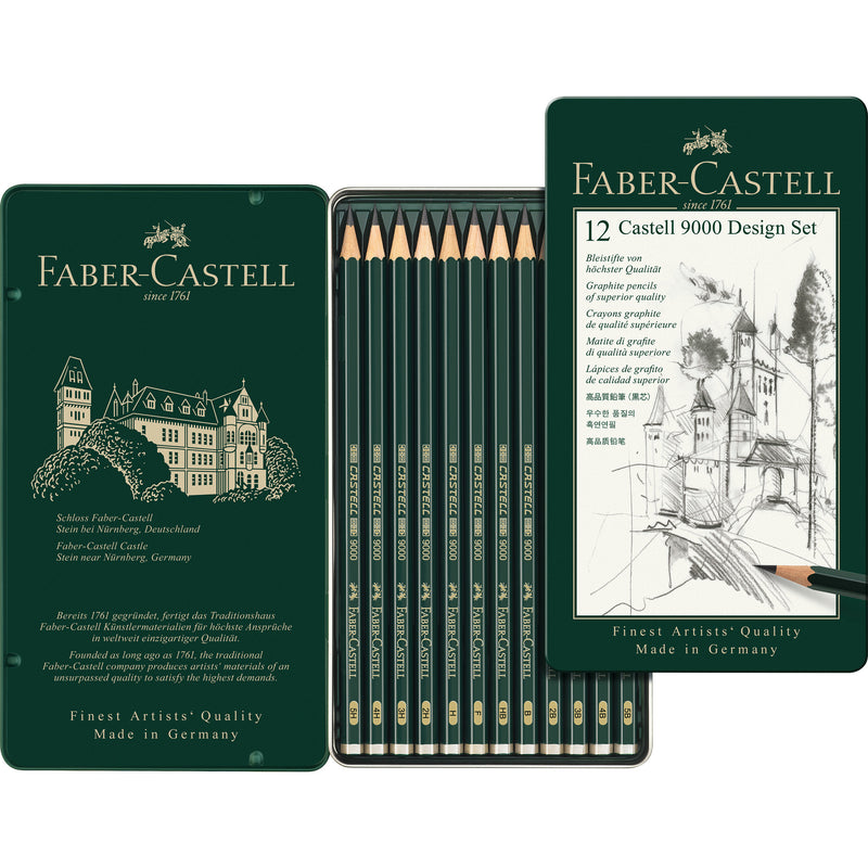 Castell 9000 Graphite Pencils, Tin of 6 - #119063