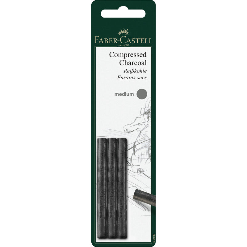 Pitt Compressed Charcoal Sticks, Medium - Set of 3 - #129999