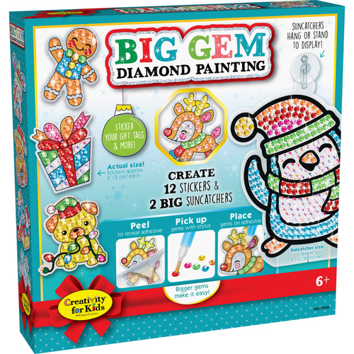 Klever Kits Gem Art, Kids Diamond Painting Kit with Big 5D Gem, Arts and Crafts for Girls Ages 4-12, Gem Craft Activities Kits, Premium Diamond Art