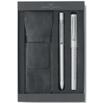 Grip 2011 Fountain & Ballpoint Pen Leather Gift Set, Silver - #580020