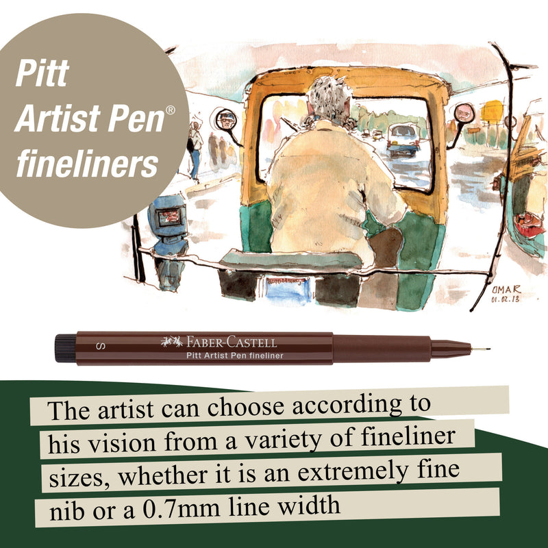 Sepia Fineliner Inking Pens - Set of 6 Tip Sizes