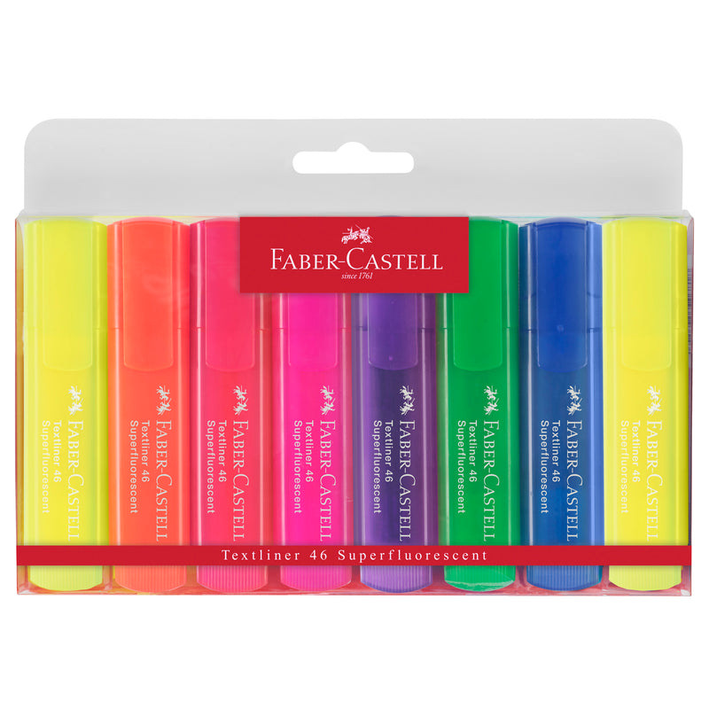 Faber-Castell 154662 - Estuche 8 marcadores fluorescentes TEXTLINER.  Colores multicolor superfluorescentes.