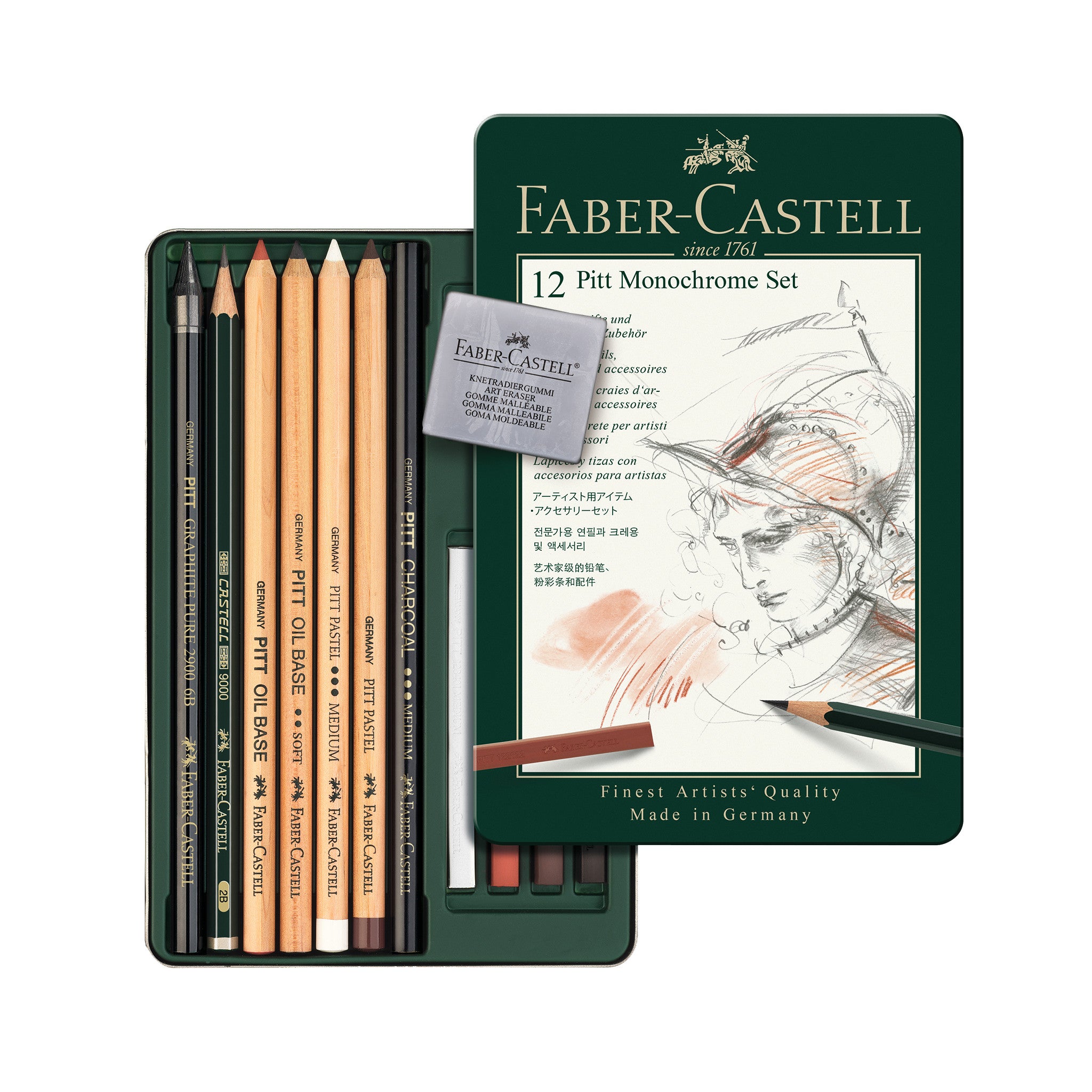  Faber-Castel FC112112 Pitt Pastel Pencils in A Metal Tin (12  Pack), Assorted : Office Products