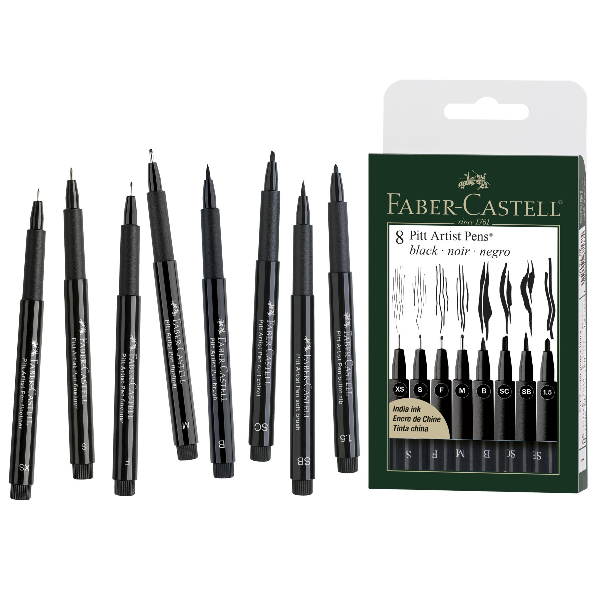 Black Pens: 8 Count Pitt Artist Pens – Faber-Castell