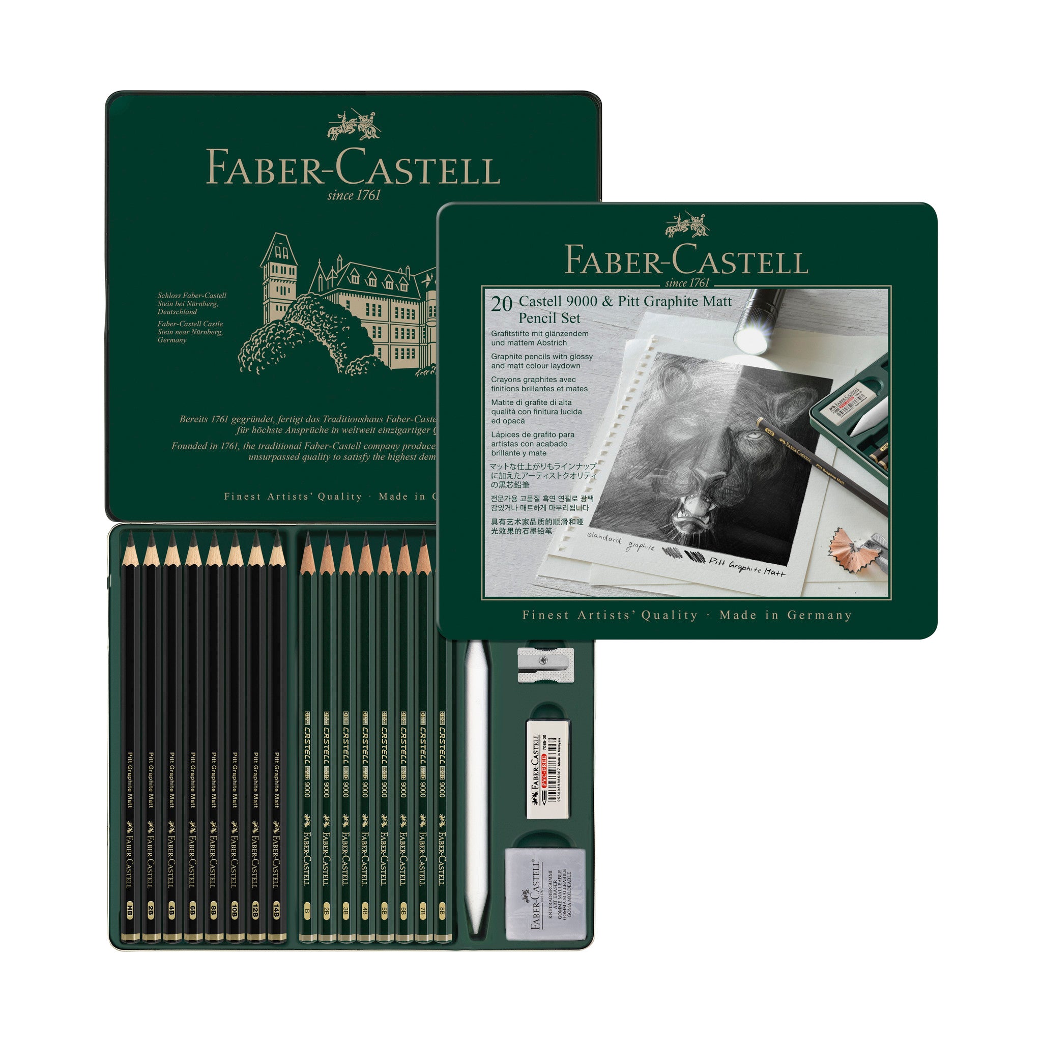 Faber-Castell 3 Count Pitt Graphite Matte Tin - 10B, 12B, 14B - Matte Black  Graphite Pencils