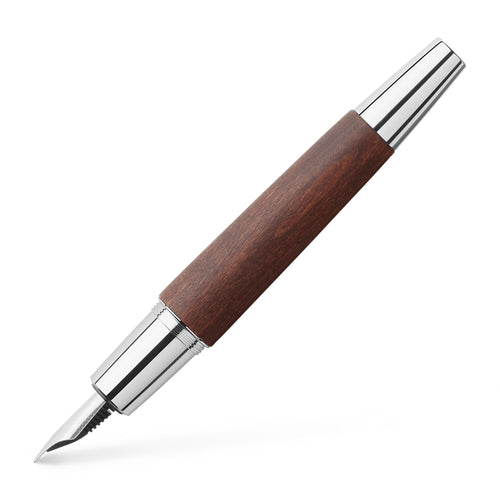 e-motion Fountain Pen, Wood & Polished Chrome Dark Brown - Fine