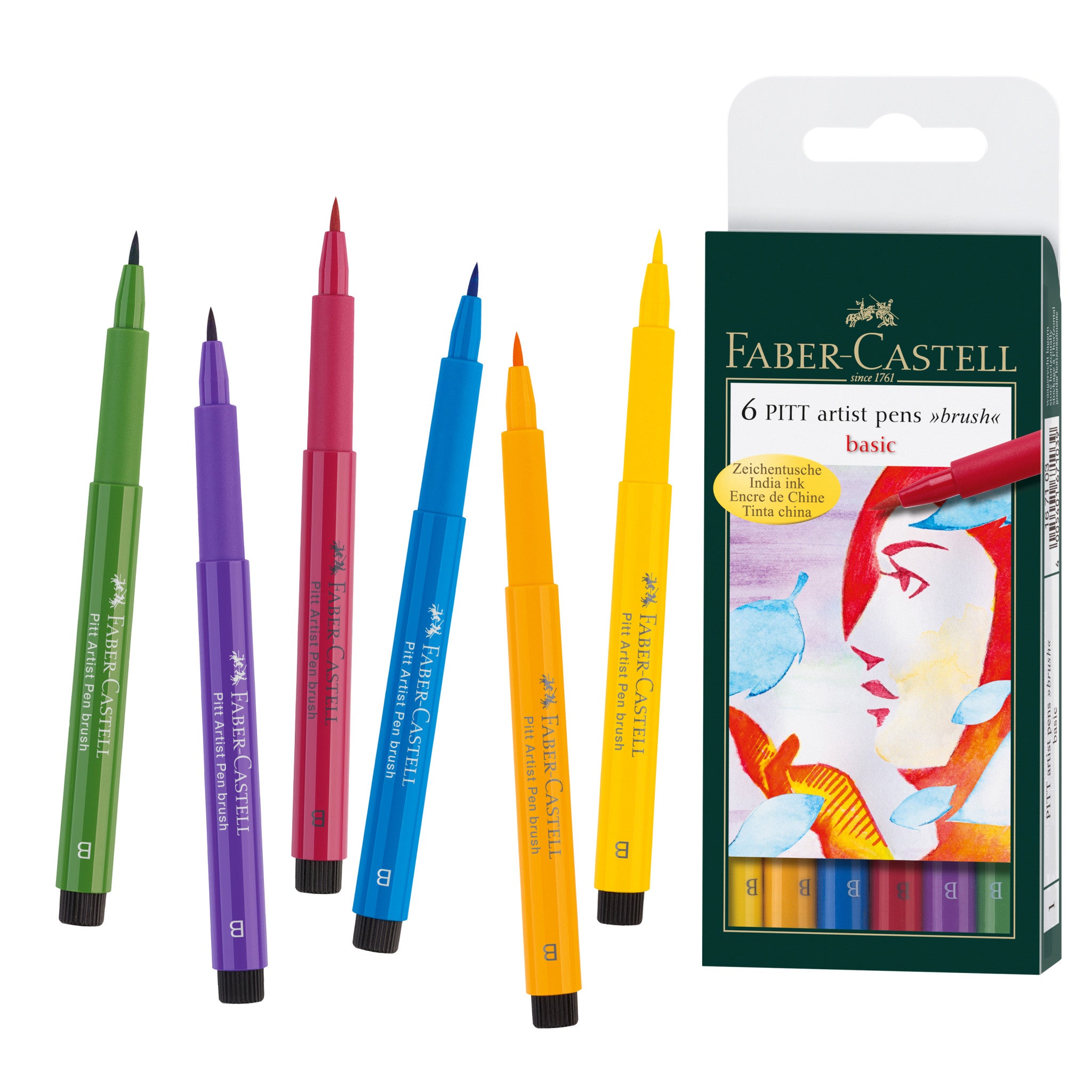 Faber-Castell 6 Pitt Artist Brush Pens Basic